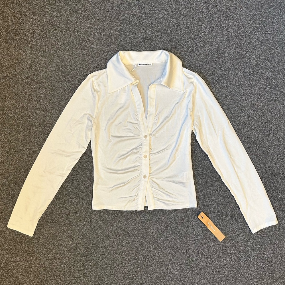 Reformation Cream Button-Up Top
